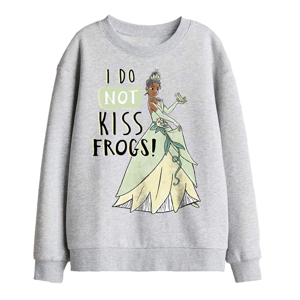 Athletic Heather - Front - The Princess and the Frog Childrens-Kids Does Not Kiss Frogs Tiana Sweatshirt