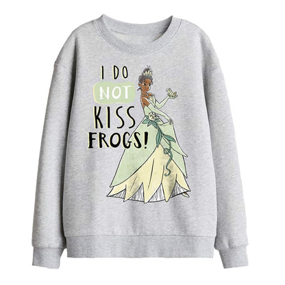 Athletic Heather - Front - The Princess and the Frog Childrens-Kids Does Not Kiss Frogs Tiana Sweatshirt