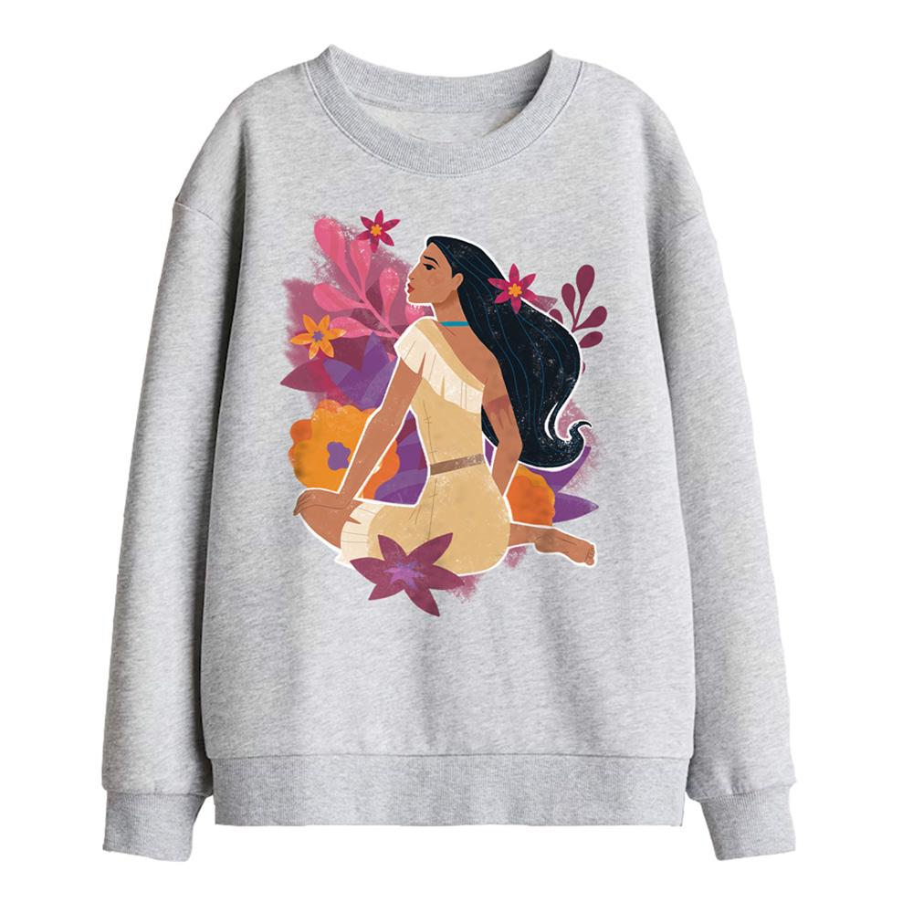 Athletic Heather - Front - Pocahontas Childrens-Kids Flowers Sweatshirt