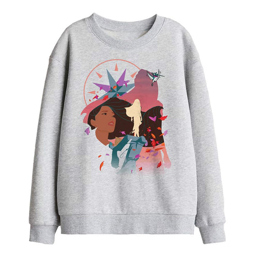 Athletic Heather - Front - Pocahontas Childrens-Kids Silhouette Sweatshirt