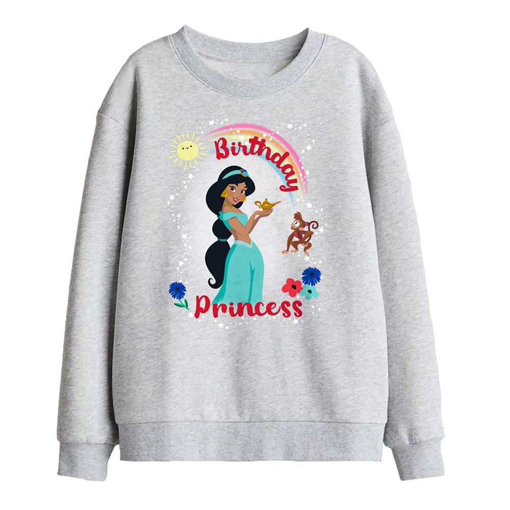 Athletic Heather - Front - Aladdin Childrens-Kids Birthday Princess Jasmine Abu Sweatshirt