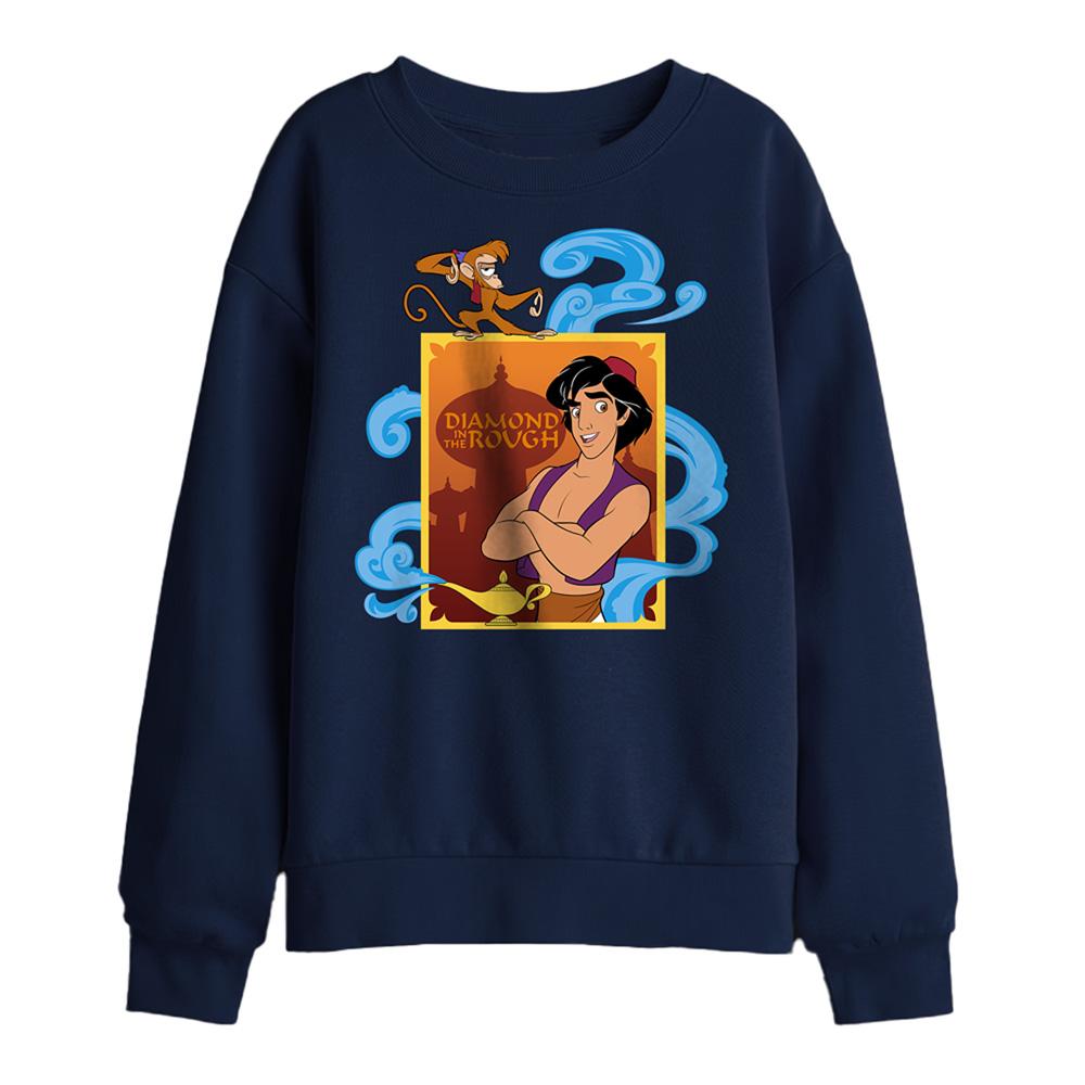 Navy - Front - Aladdin Childrens-Kids Diamond In The Rough Aladdin & Abu Sweatshirt