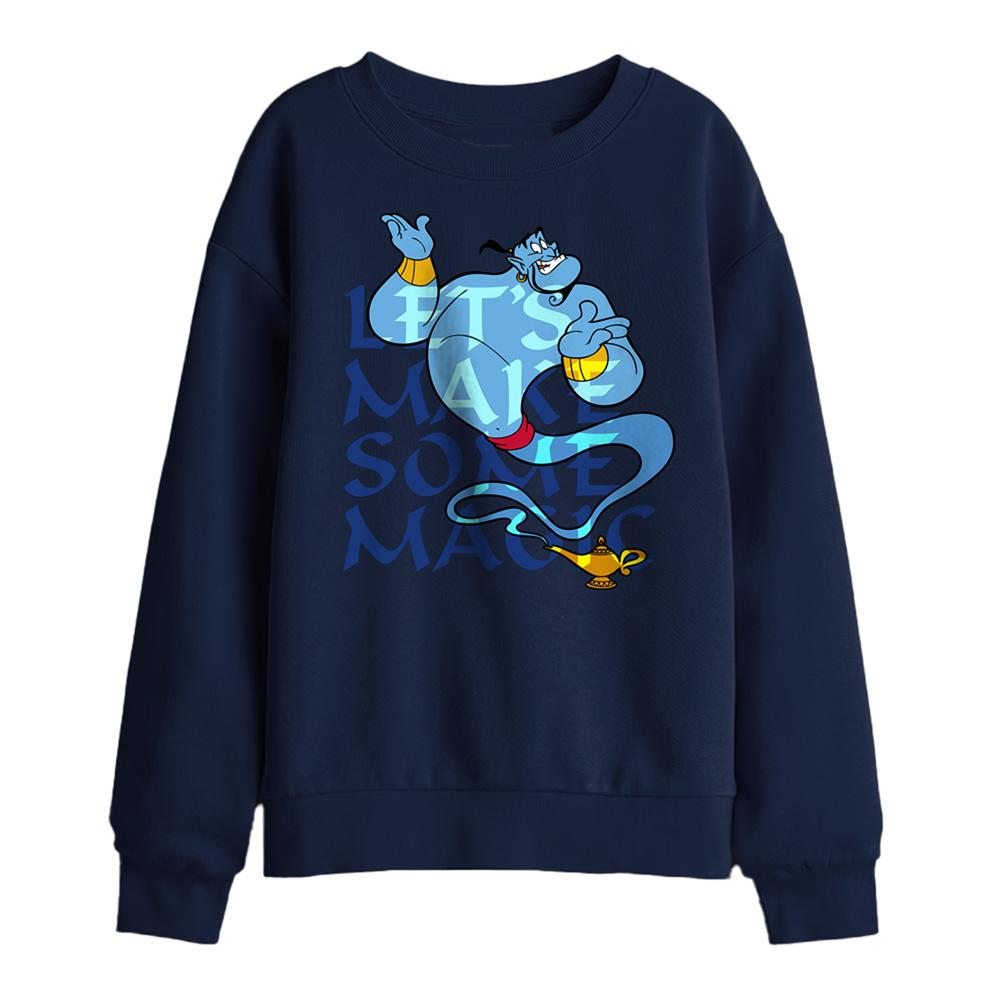 Navy - Front - Aladdin Childrens-Kids Let´s Make Some Magic Genie Sweatshirt