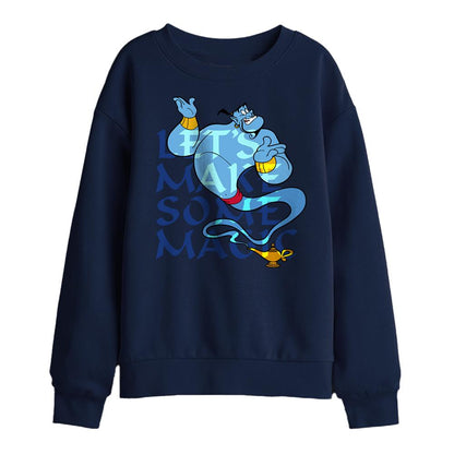 Navy - Front - Aladdin Childrens-Kids Let´s Make Some Magic Genie Sweatshirt