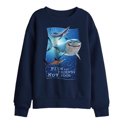 Navy - Front - Finding Nemo Childrens-Kids Fish Are Friends Sweatshirt
