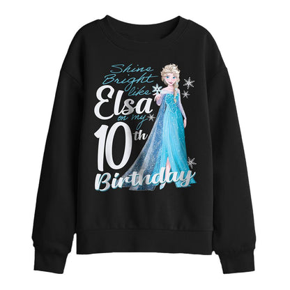 Black - Front - Frozen Childrens-Kids Elsa Bright 10th Birthday Sweatshirt