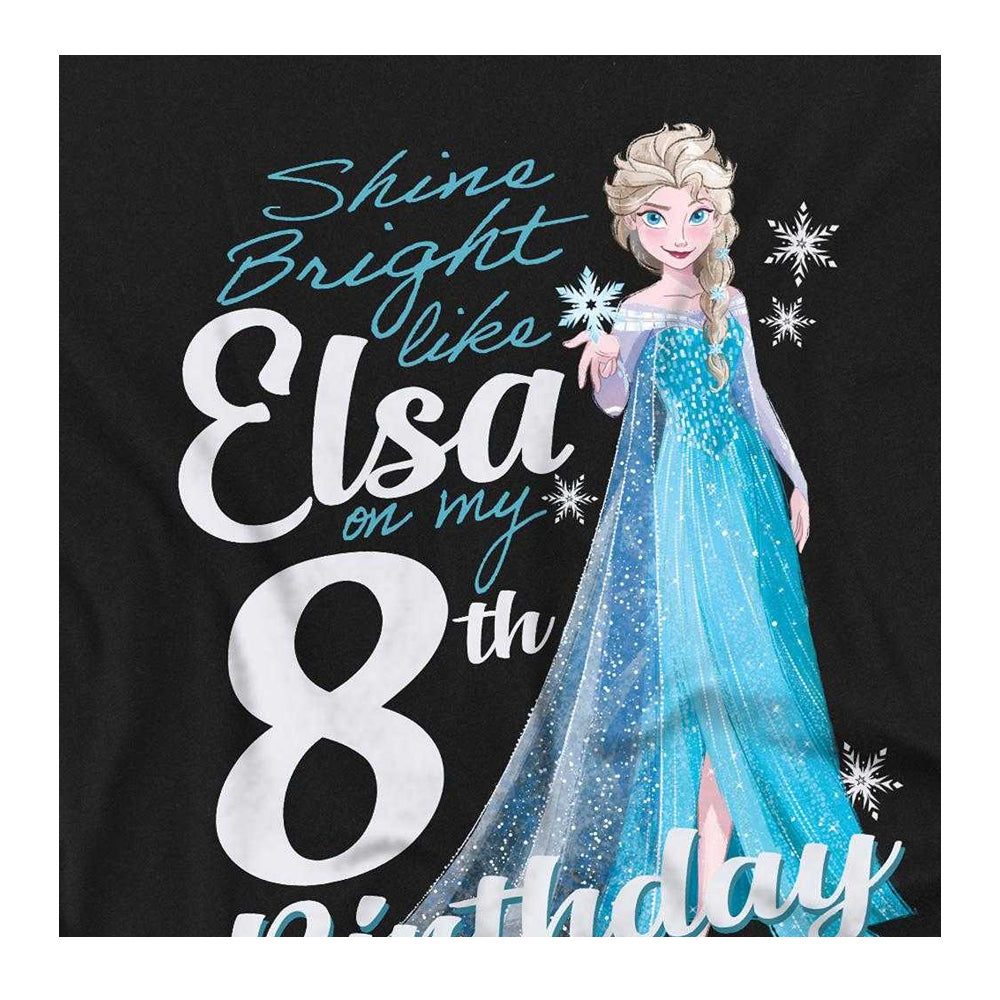 Black - Side - Frozen Childrens-Kids Elsa Bright 8th Birthday Sweatshirt
