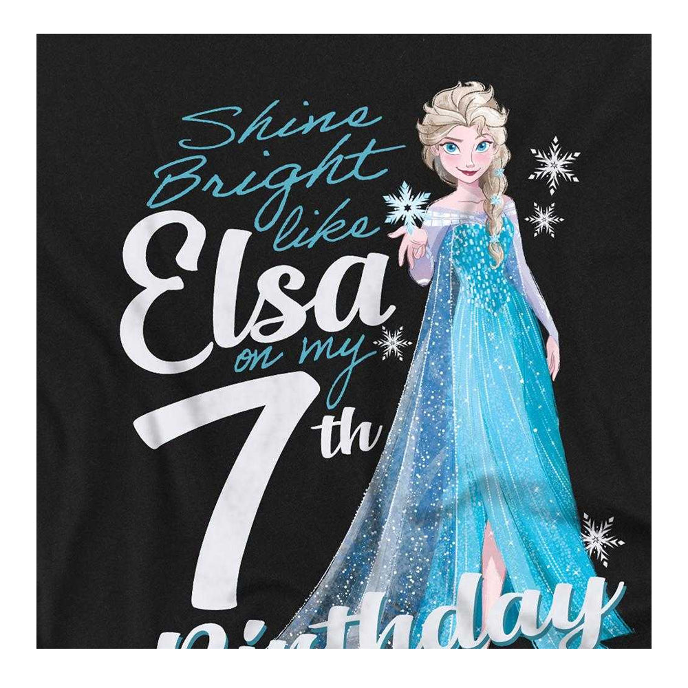 Black - Side - Frozen Childrens-Kids Elsa Bright 7th Birthday Sweatshirt