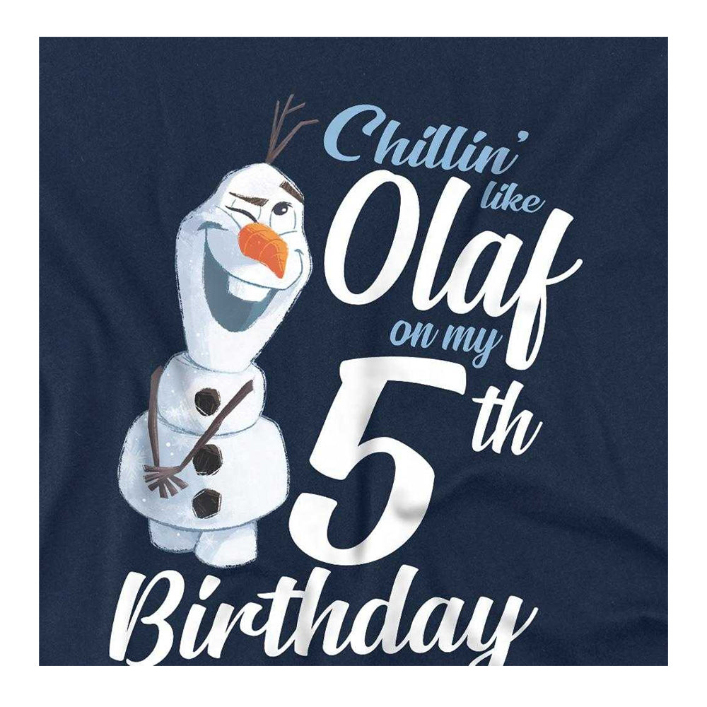 Navy - Side - Frozen Childrens-Kids Chillin Like Olaf 5th Birthday Sweatshirt