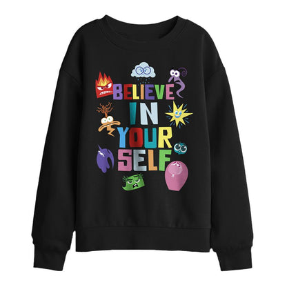 Black - Front - Inside Out 2 Childrens-Kids Believe In Yourself Sweatshirt