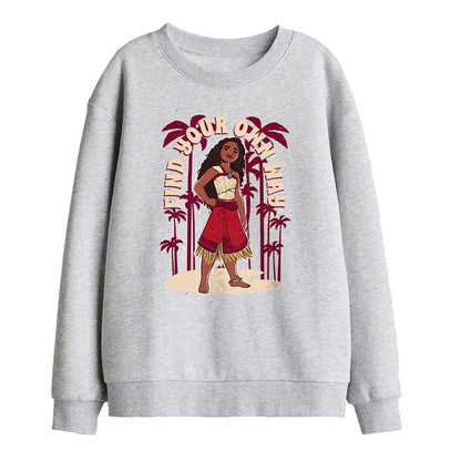 Athletic Heather - Front - Moana 2 Childrens-Kids Find Your Own Way Sweatshirt