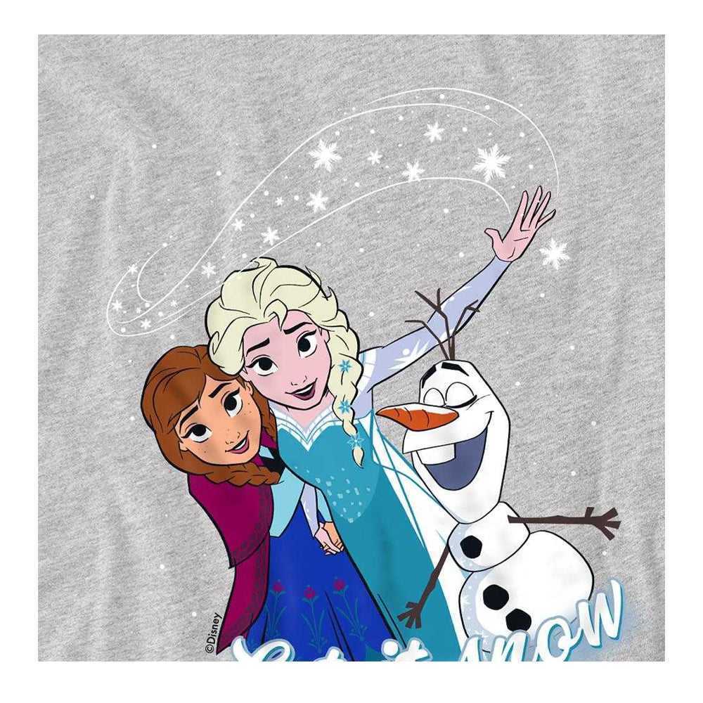Athletic Heather - Side - Frozen Childrens-Kids Let It Snow Elsa Anna Olaf Sweatshirt