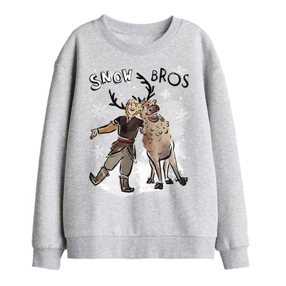 Athletic Heather - Front - Frozen Childrens-Kids Snow Bros Kristoff Sven Sweatshirt