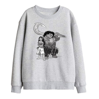 Athletic Heather - Front - Moana Childrens-Kids Maui Moana Sketch Sweatshirt