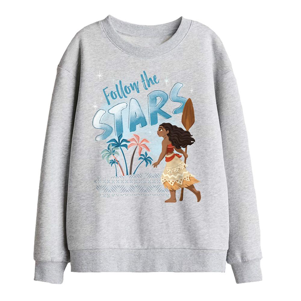 Athletic Heather - Front - Moana Childrens-Kids Follow The Stars Sweatshirt