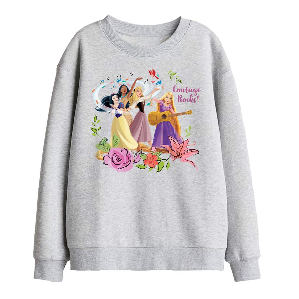 Athletic Heather - Front - Disney Princess Childrens-Kids Snow White Pocahontas Sleeping Beauty Sweatshirt