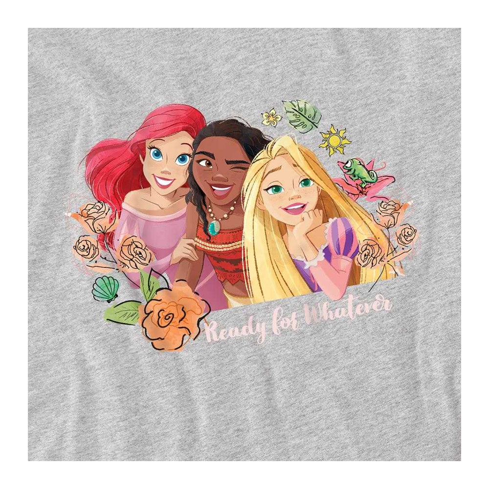 Athletic Heather - Side - Disney Princess Childrens-Kids Ready For Whatever Ariel Moana Rapunzel Sweatshirt