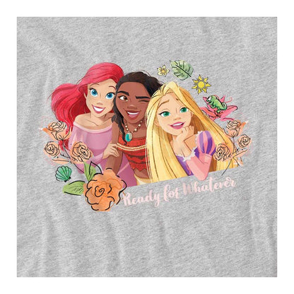 Athletic Heather - Side - Disney Princess Childrens-Kids Ready For Whatever Ariel Moana Rapunzel Sweatshirt