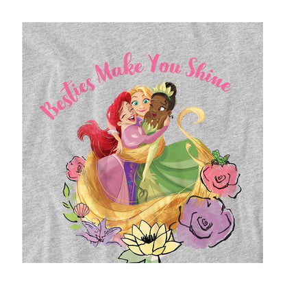 Athletic Heather - Side - Disney Princess Childrens-Kids Besties Shine Ariel Rapunzel Tiana Sweatshirt