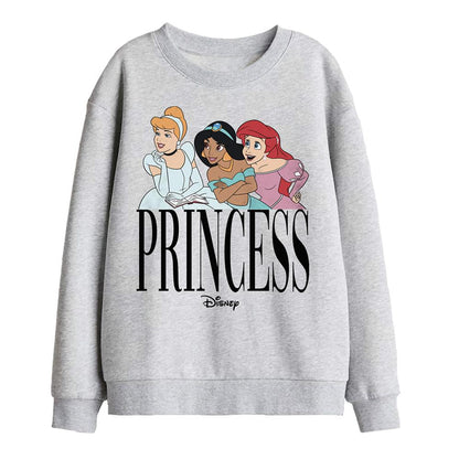 Athletic Heather - Front - Disney Princess Childrens-Kids Trio Sweatshirt