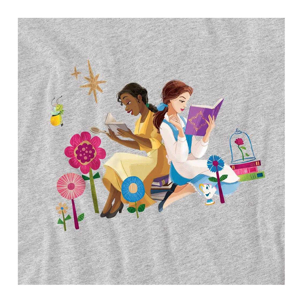 Athletic Heather - Side - Disney Princess Childrens-Kids Love To Read Tiana & Belle Sweatshirt