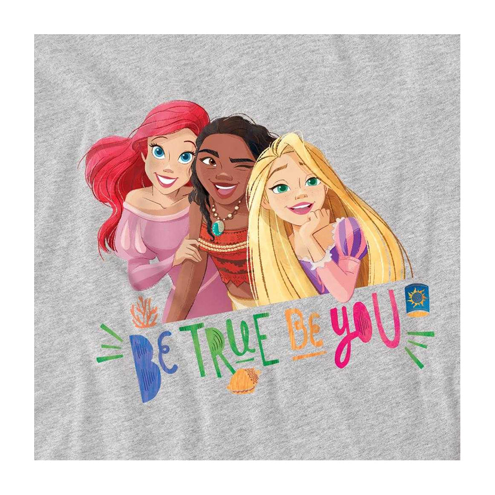 Athletic Heather - Side - Disney Princess Childrens-Kids Be True, Be You Ariel Moana Rapunzel Sweatshirt