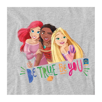Athletic Heather - Side - Disney Princess Childrens-Kids Be True, Be You Ariel Moana Rapunzel Sweatshirt