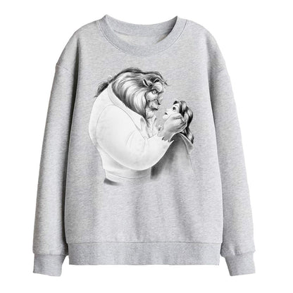 Athletic Heather - Front - Beauty And The Beast Childrens-Kids Belle Beast Sketch Sweatshirt