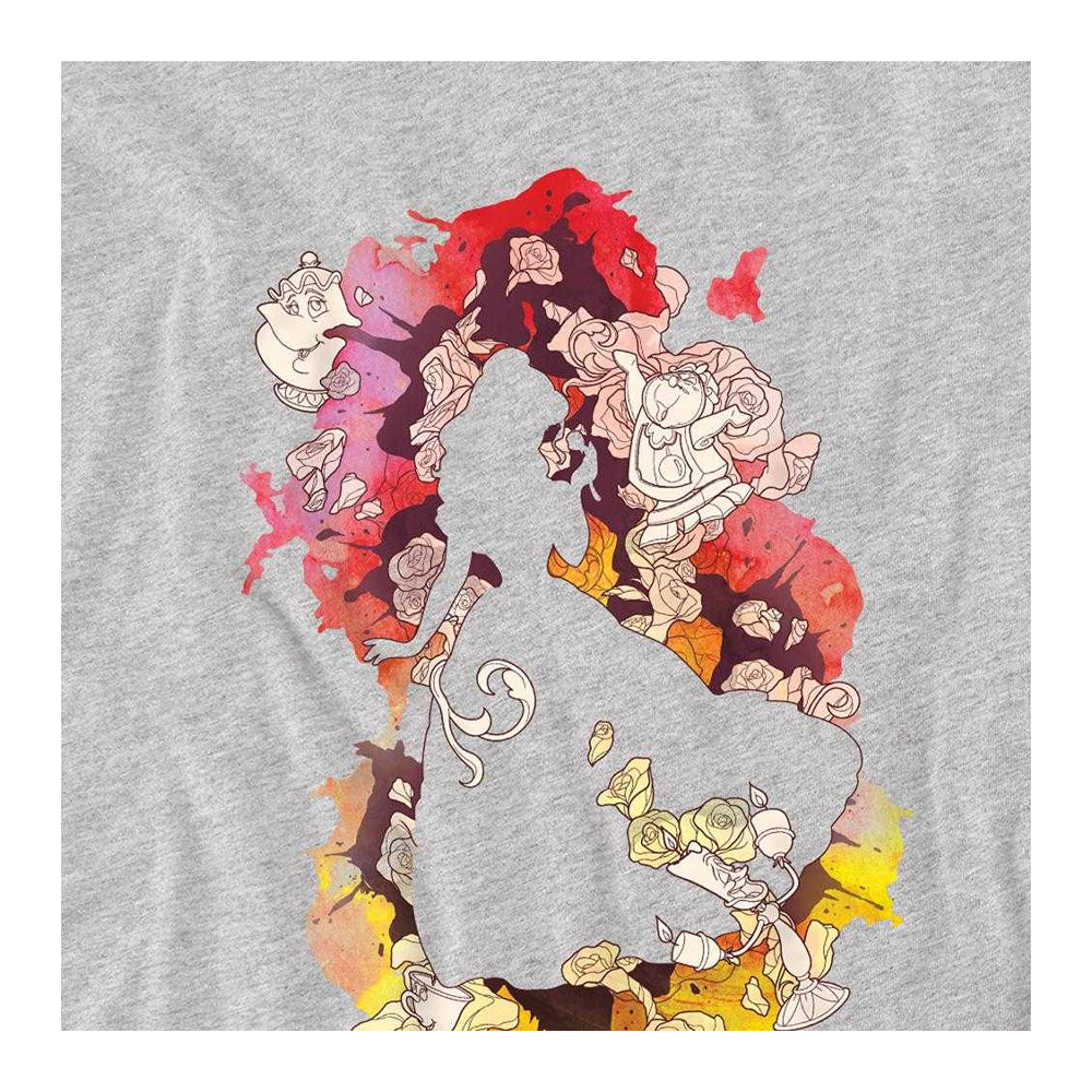 Athletic Heather - Side - Beauty And The Beast Childrens-Kids Belle Flower Silhouette Sweatshirt