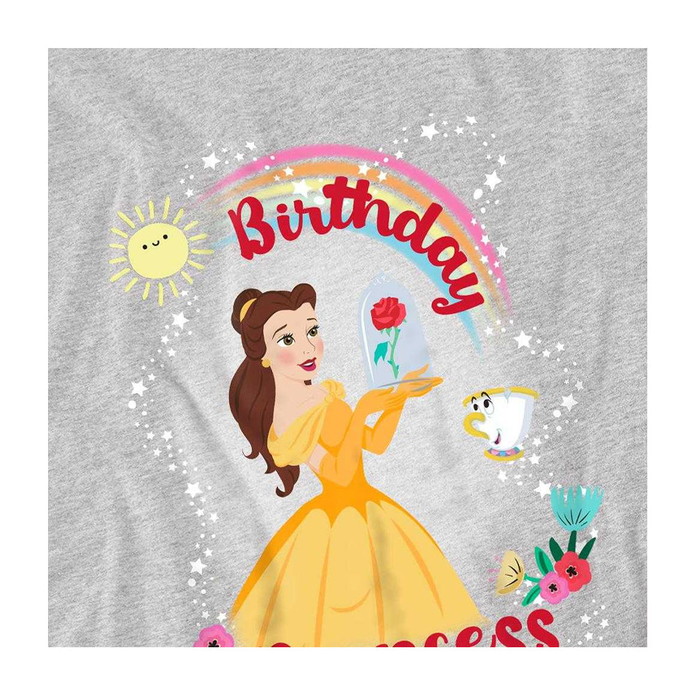 Athletic Heather - Side - Beauty And The Beast Childrens-Kids Birthday Princess Belle Chip Sweatshirt