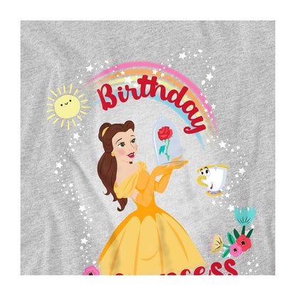 Athletic Heather - Side - Beauty And The Beast Childrens-Kids Birthday Princess Belle Chip Sweatshirt