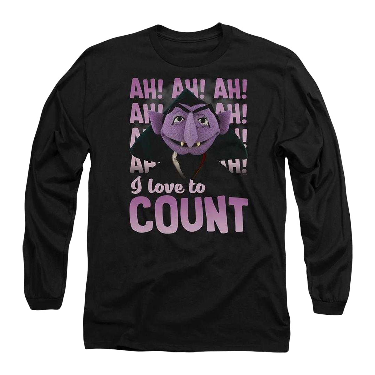 Black - Front - Sesame Street Unisex Adult Ah! Ah! Ah! Long-Sleeved T-Shirt