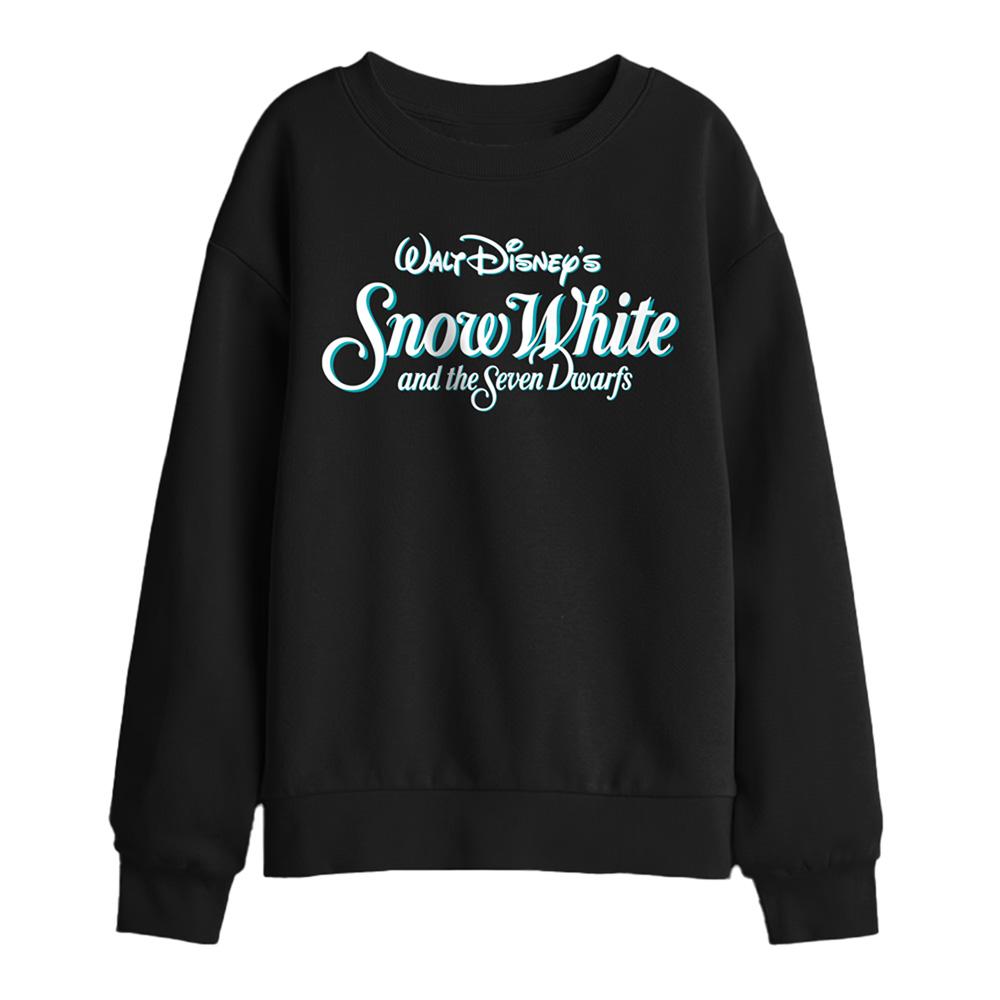 Black - Front - Snow White And The Seven Dwarfs Childrens-Kids Logo Sweatshirt
