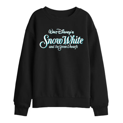 Black - Front - Snow White And The Seven Dwarfs Childrens-Kids Logo Sweatshirt