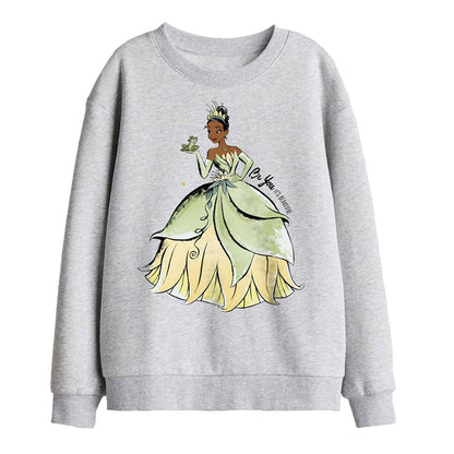 Athletic Heather - Front - The Princess and the Frog Childrens-Kids Be You It´s Beautiful Tiana Sweatshirt