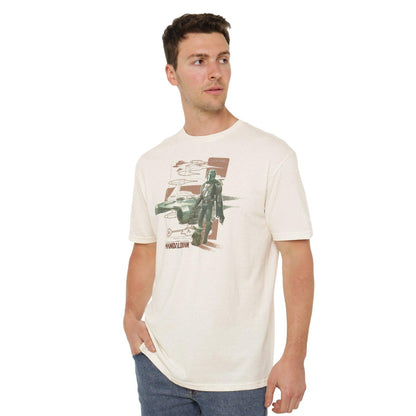 Natural - Side - Star Wars Mandalorian Mens Star Fighter T-Shirt