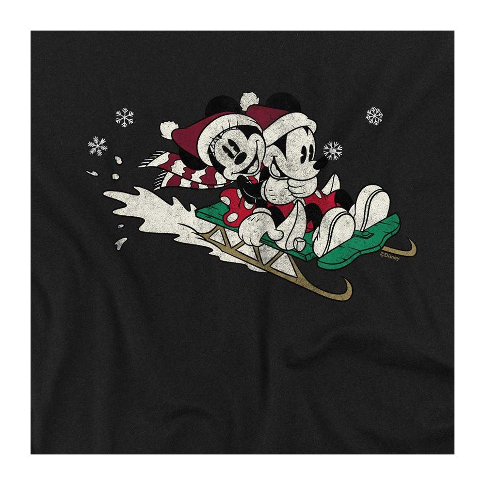 Black - Side - Disney Childrens-Kids Sledding For Christmas Mickey & Minnie Mouse Sweatshirt
