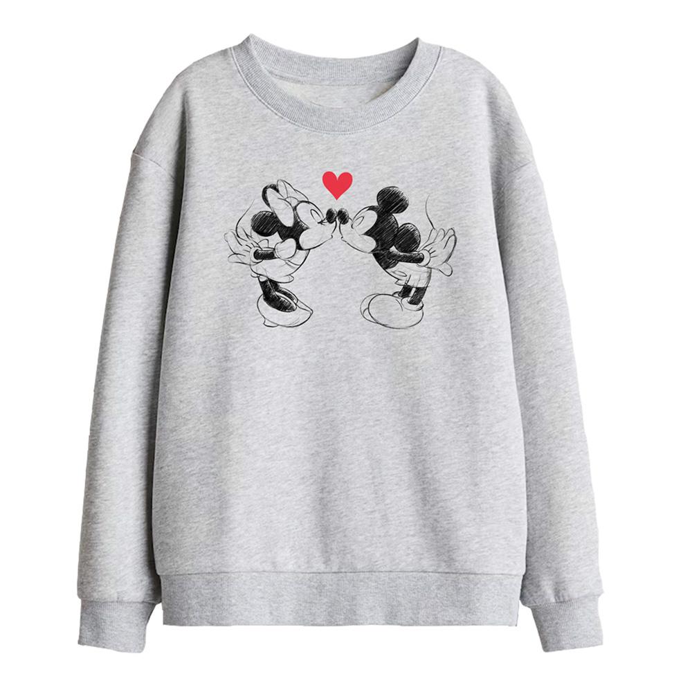 Athletic Heather - Front - Disney Childrens-Kids Mickey Mouse & Minnie Mouse Sketch Kiss Sweatshirt