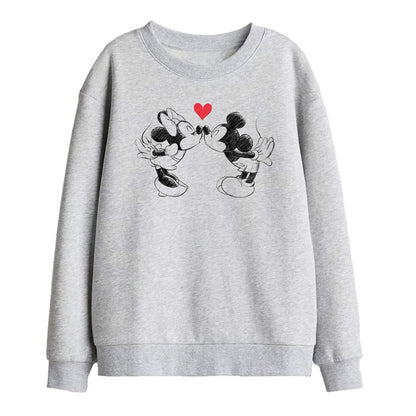 Athletic Heather - Front - Disney Childrens-Kids Mickey Mouse & Minnie Mouse Sketch Kiss Sweatshirt