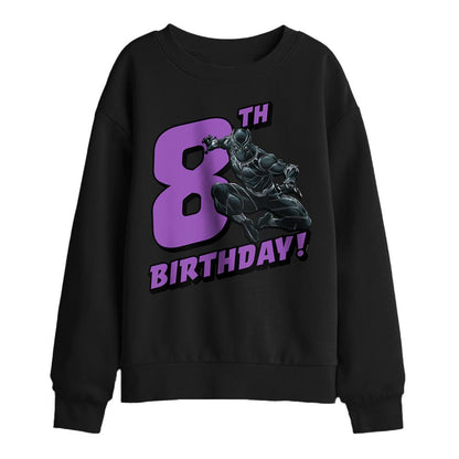 Black - Front - Black Panther Childrens-Kids 8th Birthday Sweatshirt