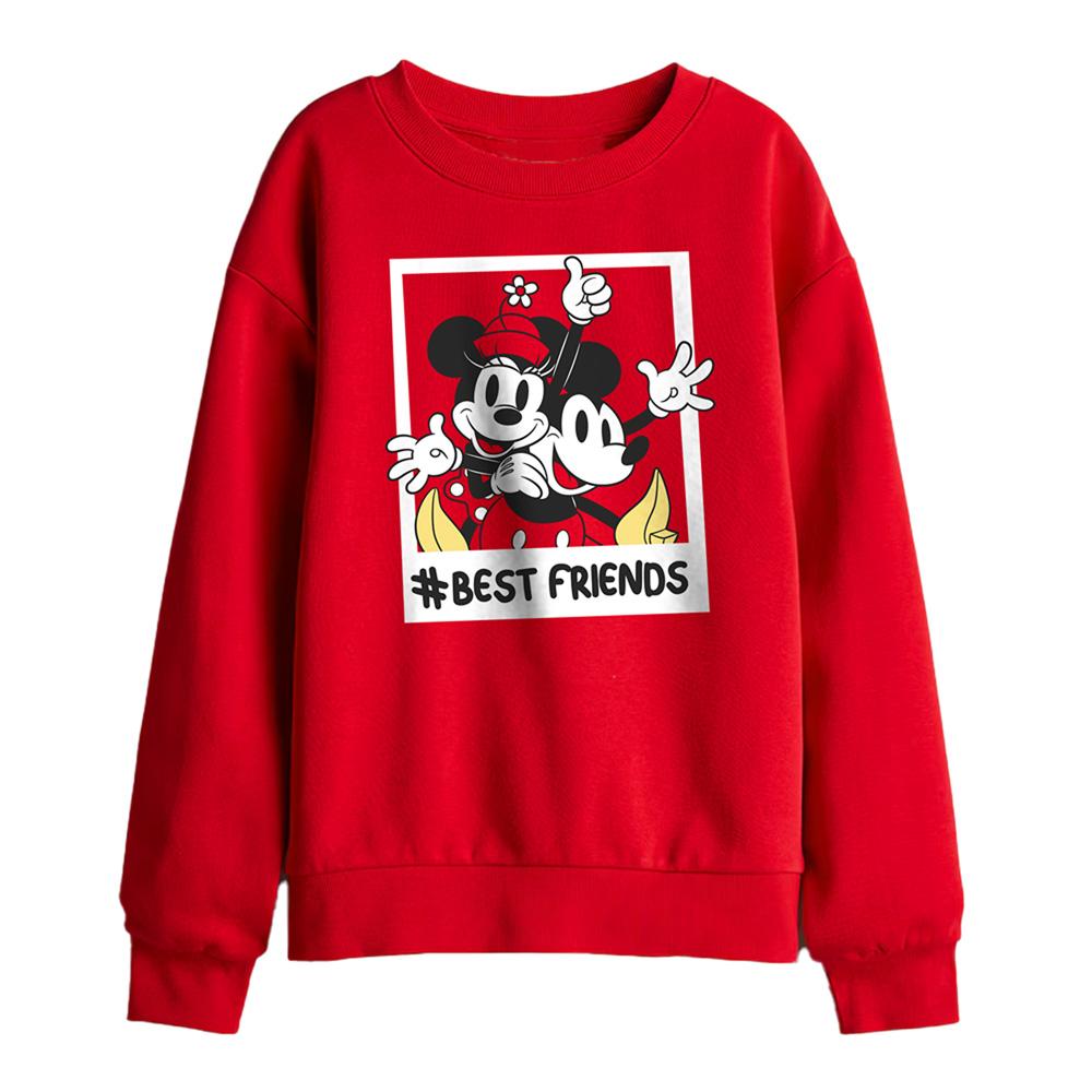 Red - Front - Disney Childrens-Kids Bestfriends Mickey & Minnie Mouse Sweatshirt