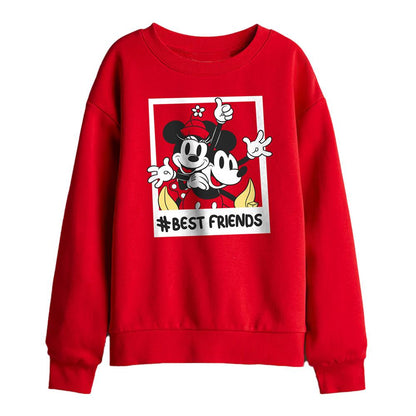 Red - Front - Disney Childrens-Kids Bestfriends Mickey & Minnie Mouse Sweatshirt