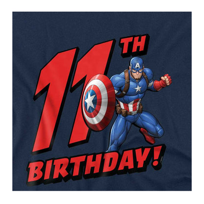 Navy - Side - Captain America Childrens-Kids 11th Birthday Sweatshirt
