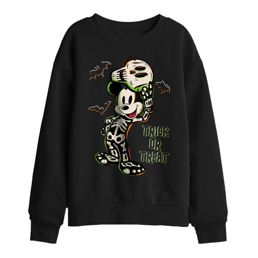 Black - Front - Disney Childrens-Kids Mickey Mouse Skeleton Sweatshirt