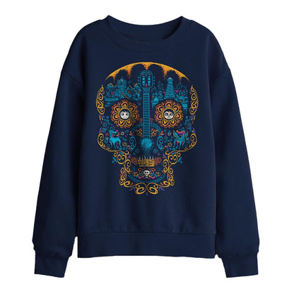 Navy - Front - Coco Childrens-Kids Miguel Dante Skull Day Of The Dead Sweatshirt