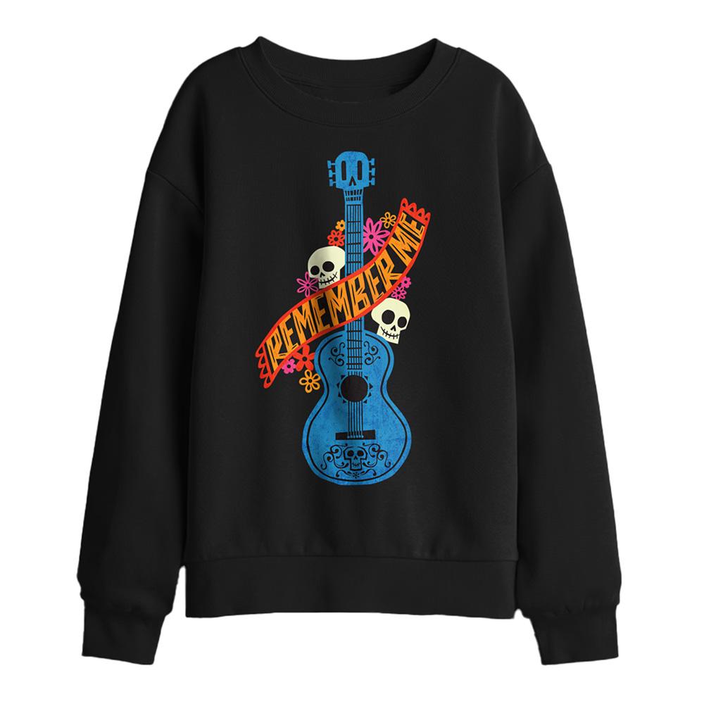 Black - Front - Coco Childrens-Kids Remember Me Guitar With Skulls Sweatshirt