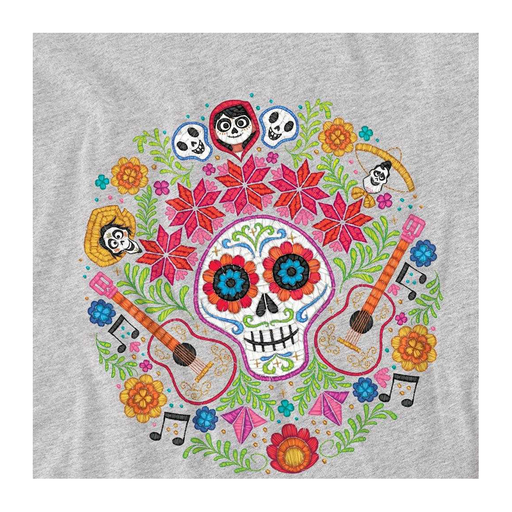 Athletic Heather - Side - Coco Childrens-Kids Ernesto Miguel Hector Patch Day Of The Dead Sweatshirt
