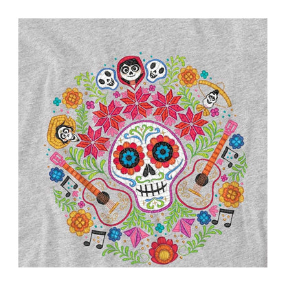 Athletic Heather - Side - Coco Childrens-Kids Ernesto Miguel Hector Patch Day Of The Dead Sweatshirt