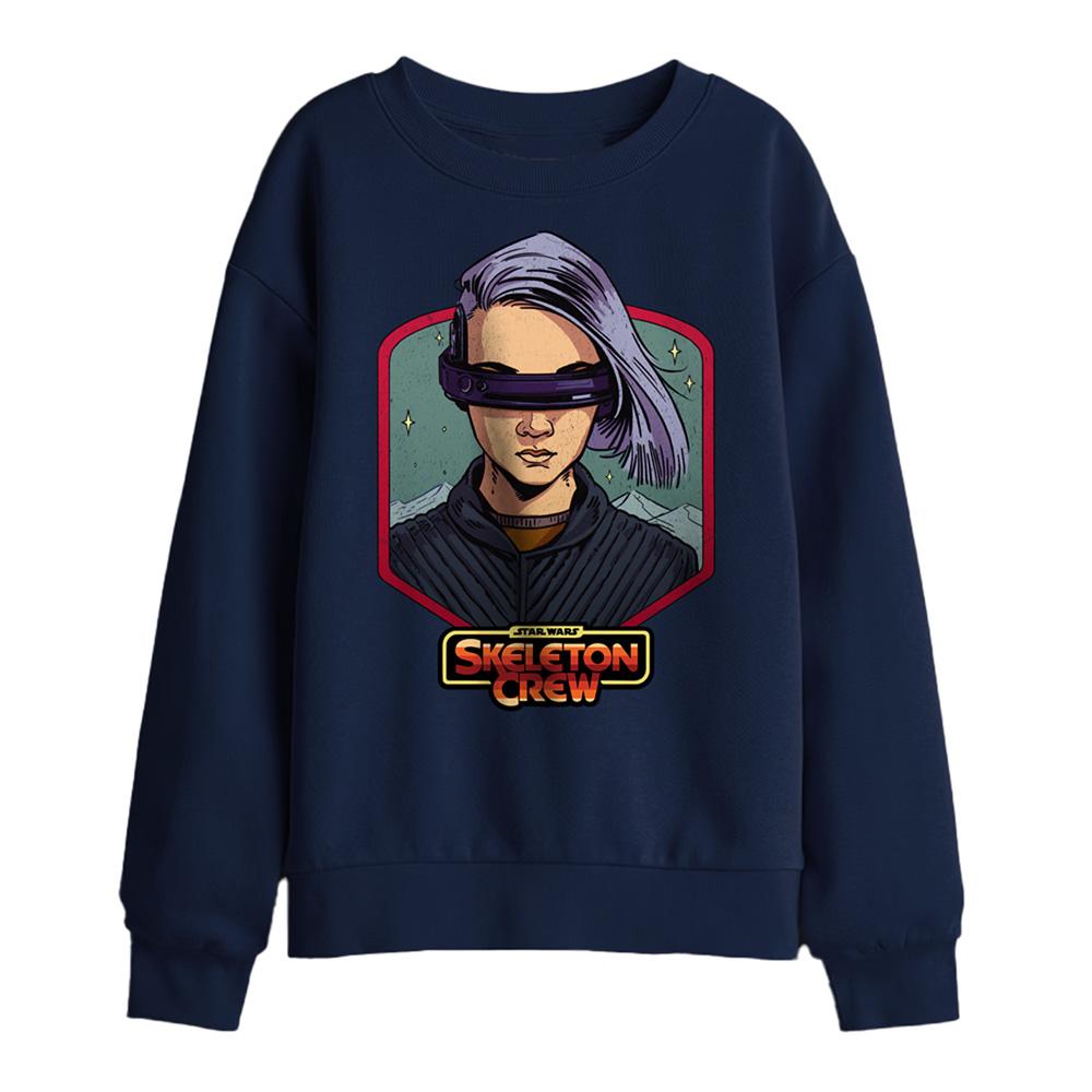 Navy - Front - Star Wars: Skeleton Crew Childrens-Kids KB Badge Sweatshirt