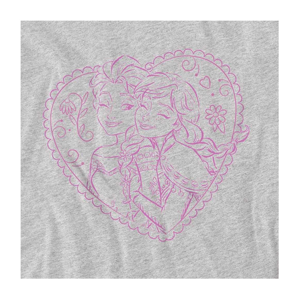 Athletic Heather - Side - Frozen Childrens-Kids Elsa & Anna Heart Sweatshirt